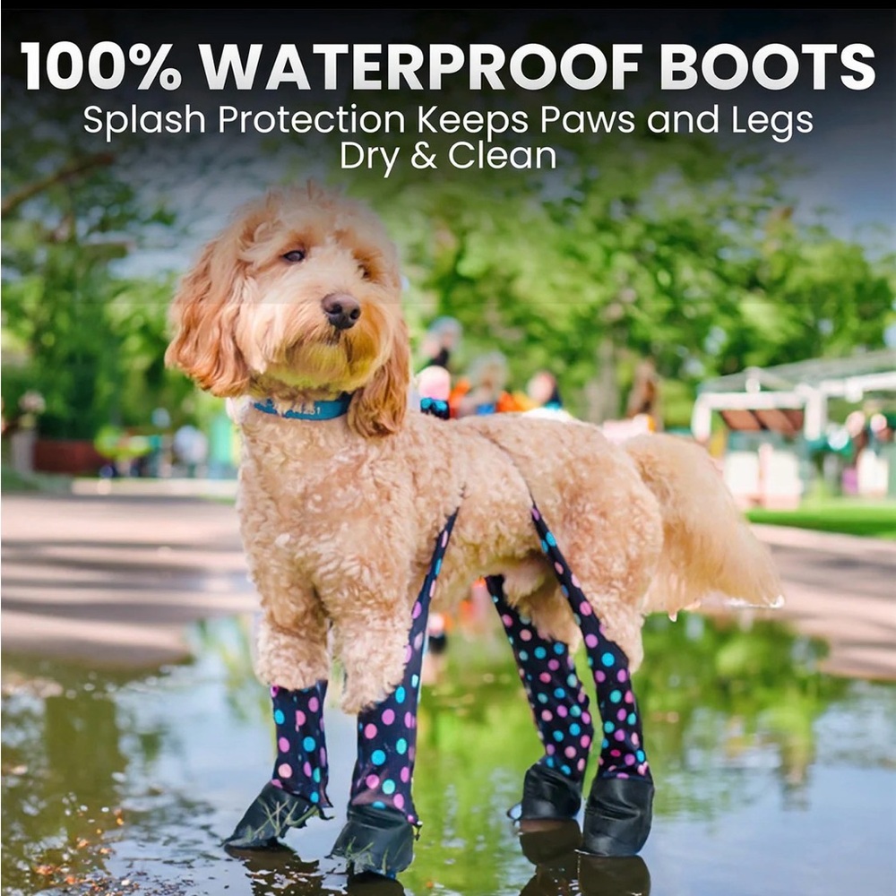 Walkee Paws Deluxe Adjustable Dog boots "Suspenders" Leggings Walking Size M
